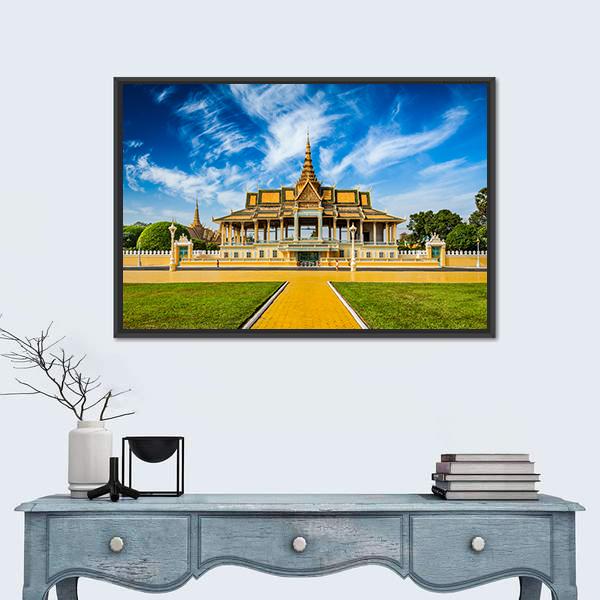 Phnom Penh Royal Palace Complex In Cambodia Canvas Wall Art-1 Piece-Floating Frame-36" x 24"-Tiaracle