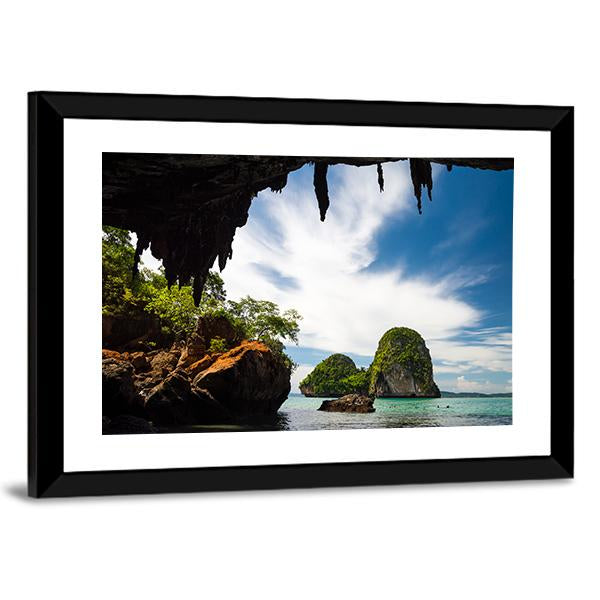 Phra Nang Cave Beach Canvas Wall Art-1 Piece-Framed Print-20" x 16"-Tiaracle