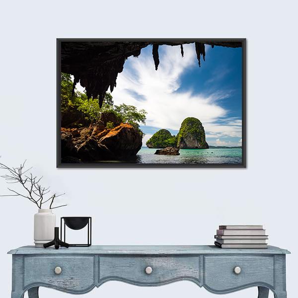Phra Nang Cave Beach Canvas Wall Art-3 Horizontal-Gallery Wrap-25" x 16"-Tiaracle