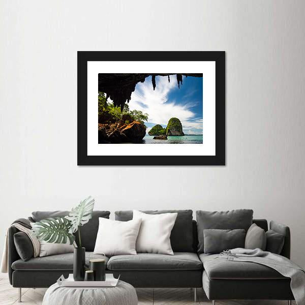 Phra Nang Cave Beach Canvas Wall Art-3 Horizontal-Gallery Wrap-25" x 16"-Tiaracle
