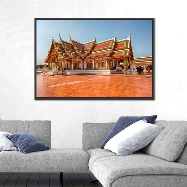 Phra That Choeng Chum Temple Canvas Wall Art-5 Horizontal-Gallery Wrap-22" x 12"-Tiaracle