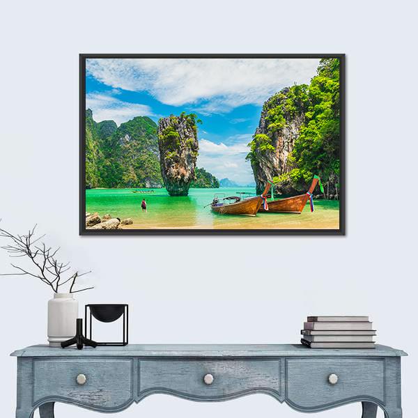 Phuket Island In Thailand Canvas Wall Art-1 Piece-Floating Frame-24" x 16"-Tiaracle
