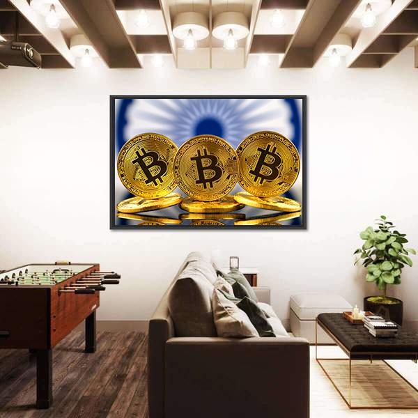 Physical Version Of Bitcoin Canvas Wall Art-5 Horizontal-Gallery Wrap-22" x 12"-Tiaracle
