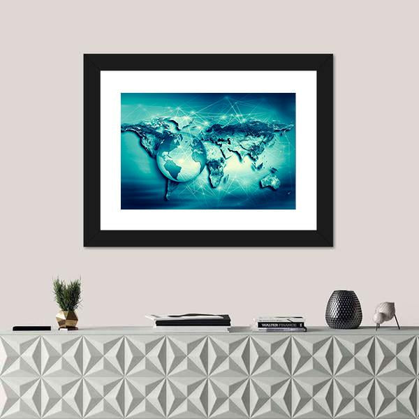 Physical World Map Canvas Wall Art-1 Piece-Framed Print-20" x 16"-Tiaracle