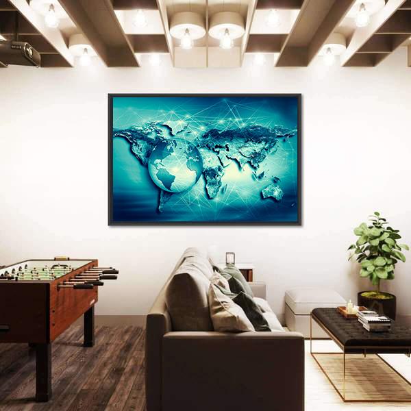 Physical World Map Canvas Wall Art-5 Horizontal-Gallery Wrap-22" x 12"-Tiaracle