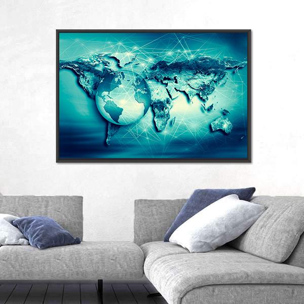 Physical World Map Canvas Wall Art-5 Horizontal-Gallery Wrap-22" x 12"-Tiaracle