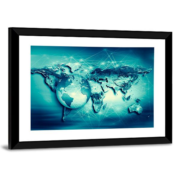 Physical World Map Canvas Wall Art-5 Horizontal-Gallery Wrap-22" x 12"-Tiaracle