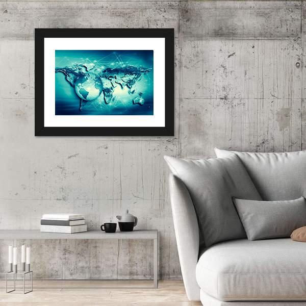 Physical World Map Canvas Wall Art-5 Horizontal-Gallery Wrap-22" x 12"-Tiaracle