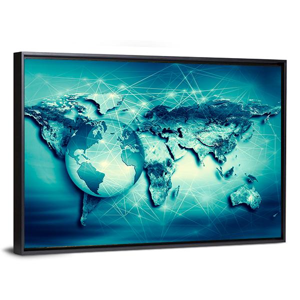 Physical World Map Canvas Wall Art-5 Horizontal-Gallery Wrap-22" x 12"-Tiaracle
