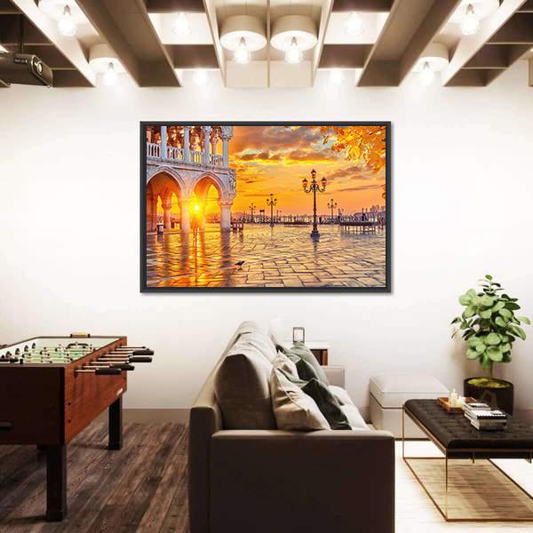 Piazza San Marco At Sunrise Time Canvas Wall Art-3 Horizontal-Gallery Wrap-25" x 16"-Tiaracle