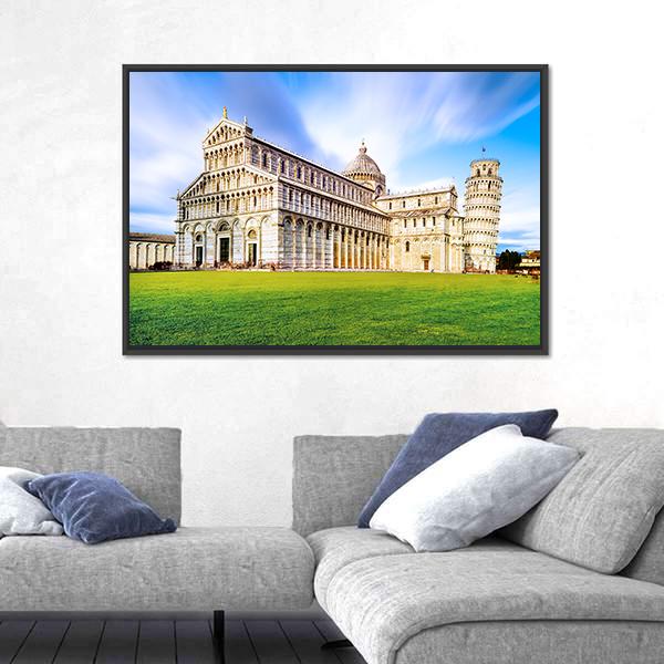 Piazza dei Miracoli Complex With The Leaning Tower Of Pisa Canvas Wall Art-5 Horizontal-Gallery Wrap-22" x 12"-Tiaracle