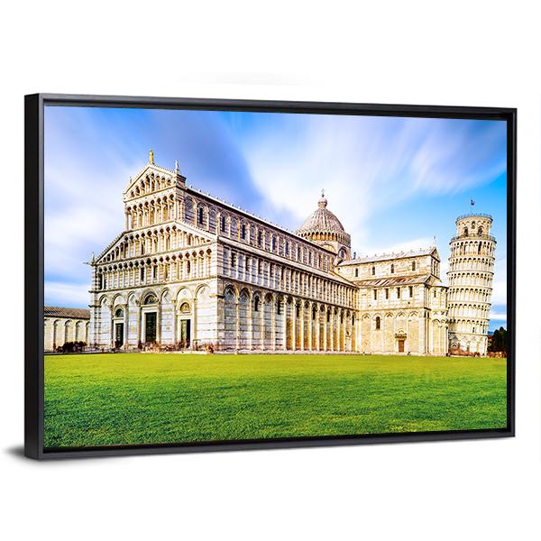 Piazza dei Miracoli Complex With The Leaning Tower Of Pisa Canvas Wall Art-5 Horizontal-Gallery Wrap-22" x 12"-Tiaracle