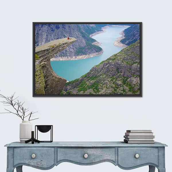 Picturesque Norway Landscape Trolltunga Canvas Wall Art-1 Piece-Floating Frame-24" x 16"-Tiaracle