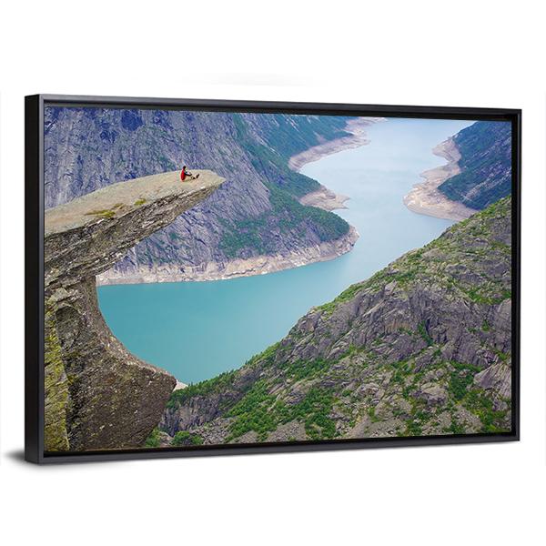 Picturesque Norway Landscape Trolltunga Canvas Wall Art-3 Horizontal-Gallery Wrap-25" x 16"-Tiaracle