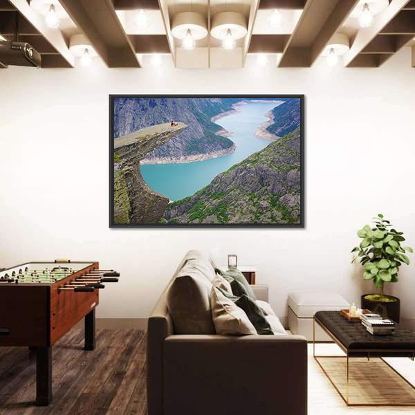 Picturesque Norway Landscape Trolltunga Canvas Wall Art-3 Horizontal-Gallery Wrap-25" x 16"-Tiaracle