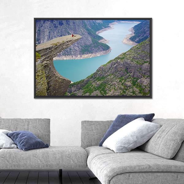 Picturesque Norway Landscape Trolltunga Canvas Wall Art-3 Horizontal-Gallery Wrap-25" x 16"-Tiaracle