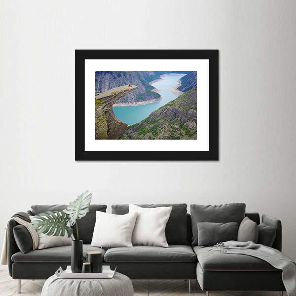 Picturesque Norway Landscape Trolltunga Canvas Wall Art-3 Horizontal-Gallery Wrap-25" x 16"-Tiaracle