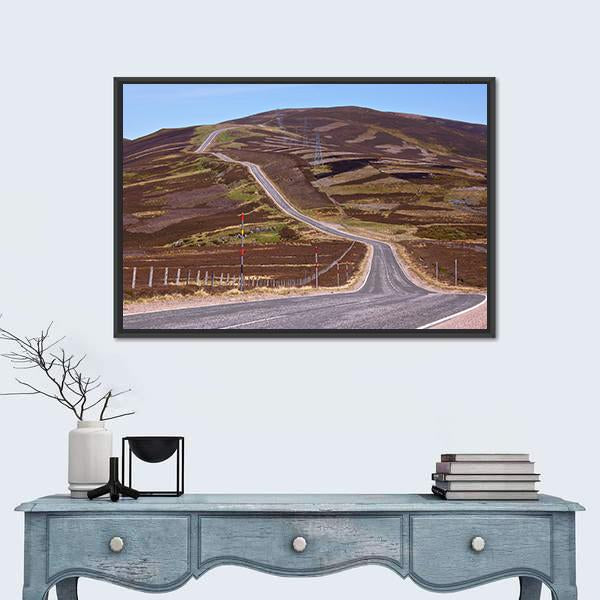 Picturesque Road In Scottish Highlands Canvas Wall Art-1 Piece-Floating Frame-24" x 16"-Tiaracle
