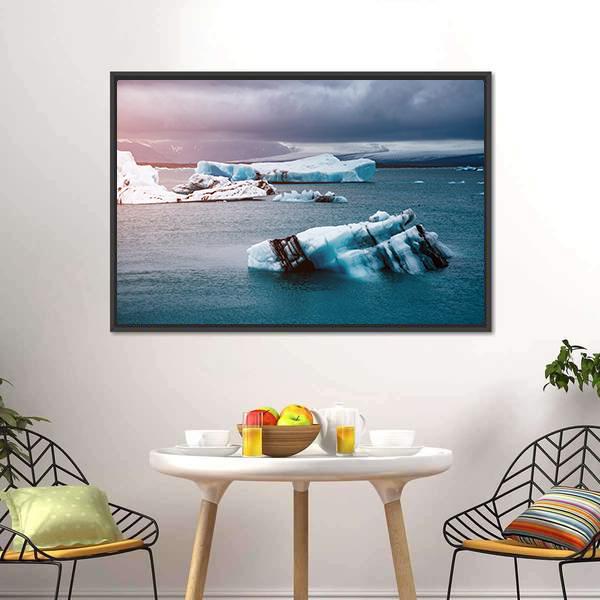 Pieces Of Iceberg Canvas Wall Art-1 Piece-Floating Frame-24" x 16"-Tiaracle