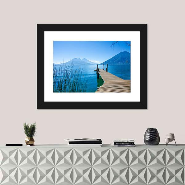 Pier At San Marcos La Laguna Canvas Wall Art-1 Piece-Framed Print-20" x 16"-Tiaracle
