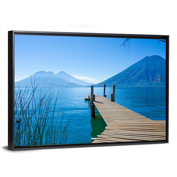 Pier At San Marcos La Laguna Canvas Wall Art-3 Horizontal-Gallery Wrap-25" x 16"-Tiaracle