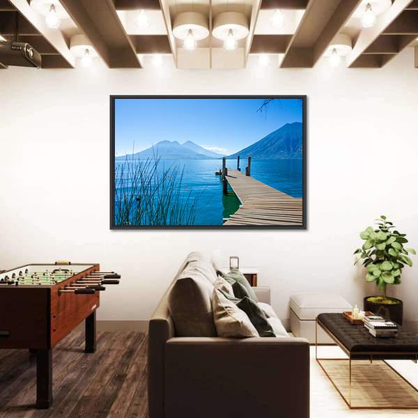 Pier At San Marcos La Laguna Canvas Wall Art-3 Horizontal-Gallery Wrap-25" x 16"-Tiaracle