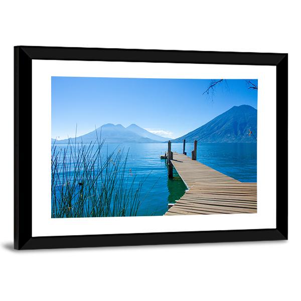 Pier At San Marcos La Laguna Canvas Wall Art-3 Horizontal-Gallery Wrap-25" x 16"-Tiaracle