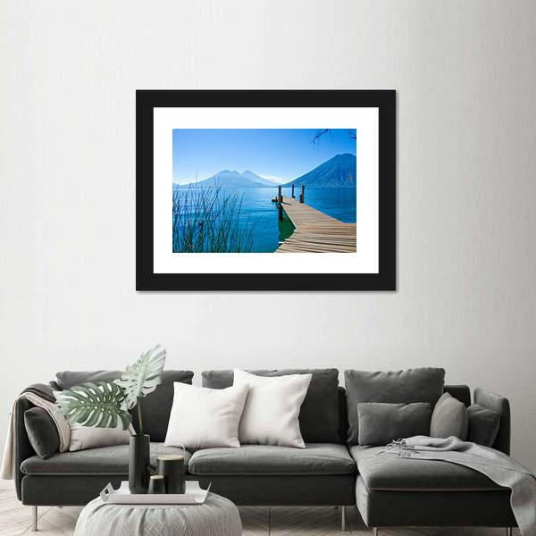 Pier At San Marcos La Laguna Canvas Wall Art-3 Horizontal-Gallery Wrap-25" x 16"-Tiaracle