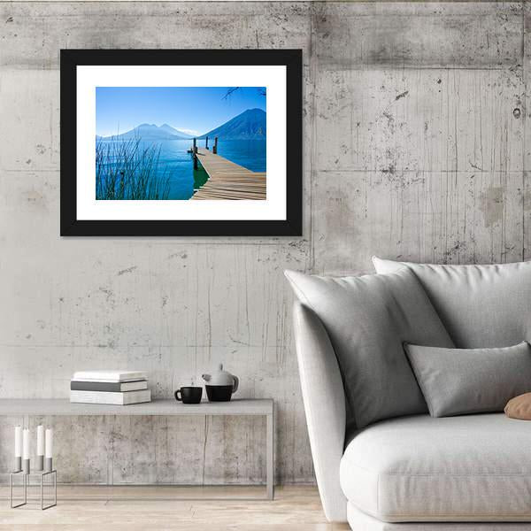 Pier At San Marcos La Laguna Canvas Wall Art-3 Horizontal-Gallery Wrap-25" x 16"-Tiaracle