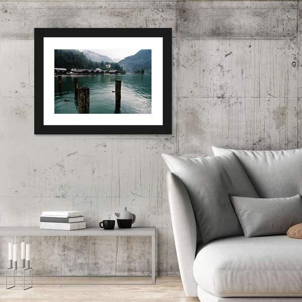 Pier In Konigssee Lake A Summer Day Canvas Wall Art-3 Horizontal-Gallery Wrap-25" x 16"-Tiaracle