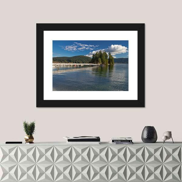 Pier In The Deep Cove In Canada Canvas Wall Art-1 Piece-Framed Print-20" x 16"-Tiaracle