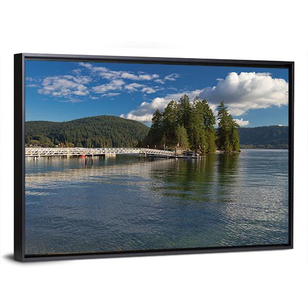 Pier In The Deep Cove In Canada Canvas Wall Art-3 Horizontal-Gallery Wrap-25" x 16"-Tiaracle