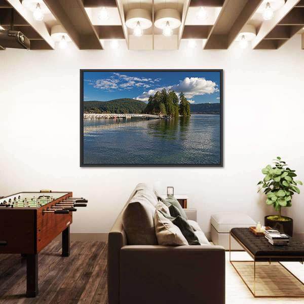 Pier In The Deep Cove In Canada Canvas Wall Art-3 Horizontal-Gallery Wrap-25" x 16"-Tiaracle