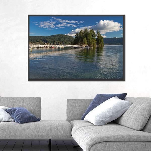 Pier In The Deep Cove In Canada Canvas Wall Art-3 Horizontal-Gallery Wrap-25" x 16"-Tiaracle