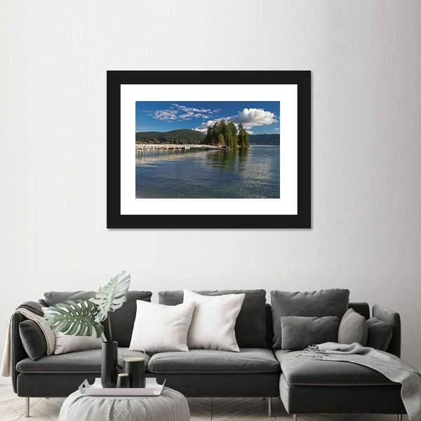 Pier In The Deep Cove In Canada Canvas Wall Art-3 Horizontal-Gallery Wrap-25" x 16"-Tiaracle