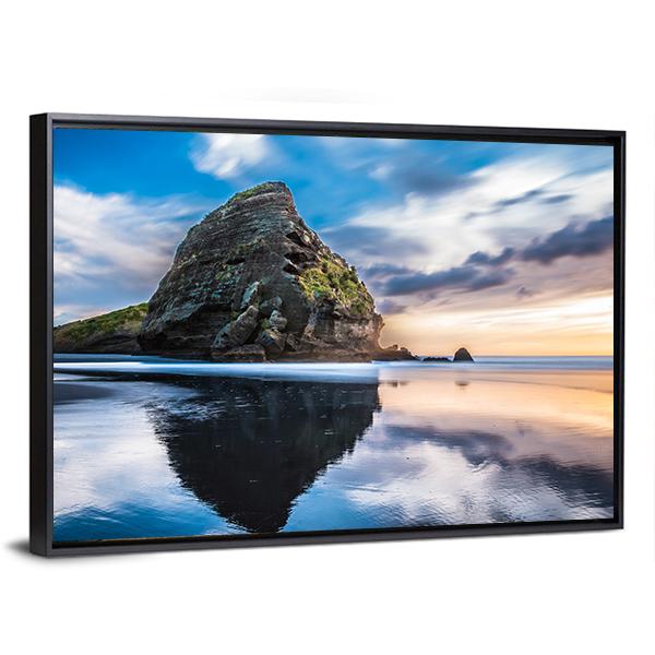 Piha Beach At Sunset In Auckland Canvas Wall Art-3 Horizontal-Gallery Wrap-25" x 16"-Tiaracle