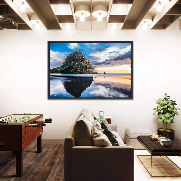 Piha Beach At Sunset In Auckland Canvas Wall Art-3 Horizontal-Gallery Wrap-25" x 16"-Tiaracle