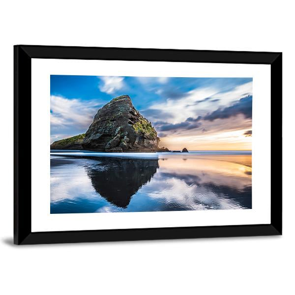 Piha Beach At Sunset In Auckland Canvas Wall Art-3 Horizontal-Gallery Wrap-25" x 16"-Tiaracle