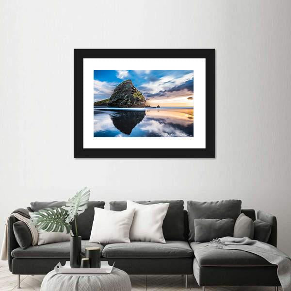 Piha Beach At Sunset In Auckland Canvas Wall Art-3 Horizontal-Gallery Wrap-25" x 16"-Tiaracle