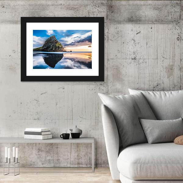Piha Beach At Sunset In Auckland Canvas Wall Art-3 Horizontal-Gallery Wrap-25" x 16"-Tiaracle