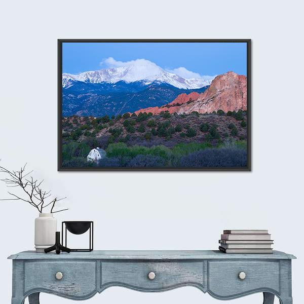 Pikes Peak Mountain Canvas Wall Art-3 Horizontal-Gallery Wrap-25&quot; x 16&quot;-Tiaracle
