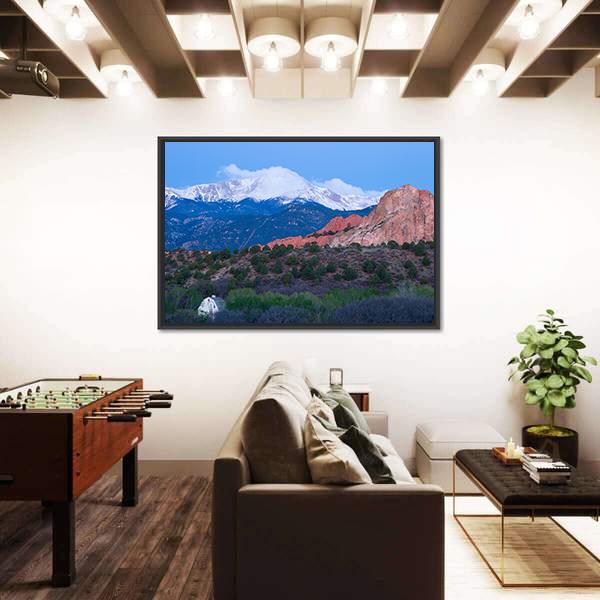 Pikes Peak Mountain Canvas Wall Art-3 Horizontal-Gallery Wrap-25" x 16"-Tiaracle