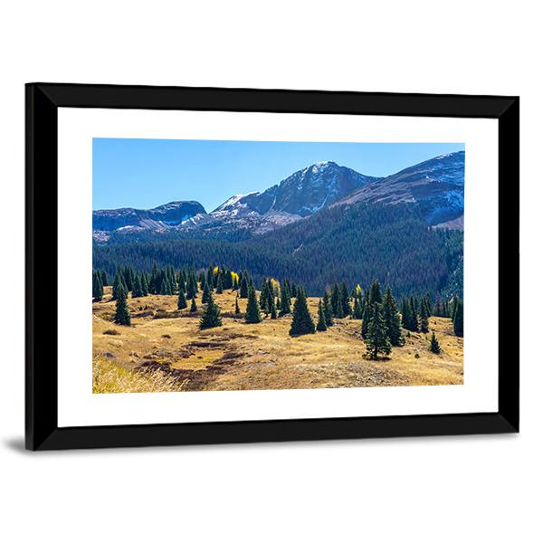 Pine Forest And Mountains Canvas Wall Art-3 Horizontal-Gallery Wrap-25" x 16"-Tiaracle