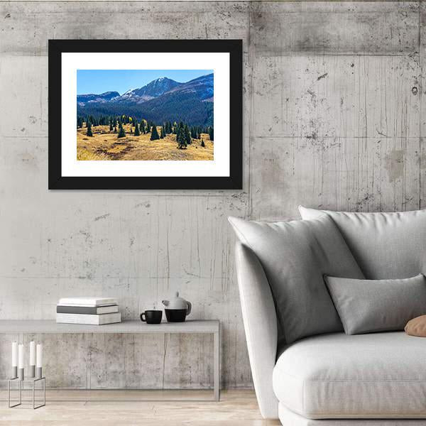 Pine Forest And Mountains Canvas Wall Art-3 Horizontal-Gallery Wrap-25" x 16"-Tiaracle