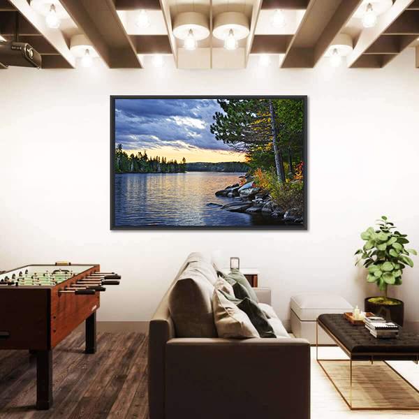 Pines At Lake Of Two Rivers Canvas Wall Art-5 Horizontal-Gallery Wrap-22" x 12"-Tiaracle