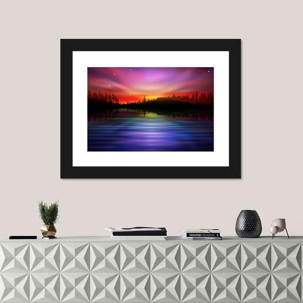 Pink Aurora Borealis Canvas Wall Art-1 Piece-Framed Print-20" x 16"-Tiaracle