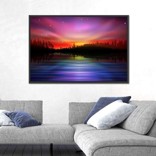 Pink Aurora Borealis Canvas Wall Art-5 Horizontal-Gallery Wrap-22" x 12"-Tiaracle