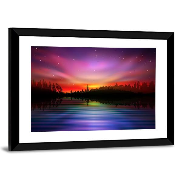 Pink Aurora Borealis Canvas Wall Art-5 Horizontal-Gallery Wrap-22" x 12"-Tiaracle