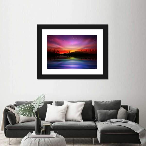 Pink Aurora Borealis Canvas Wall Art-5 Horizontal-Gallery Wrap-22" x 12"-Tiaracle