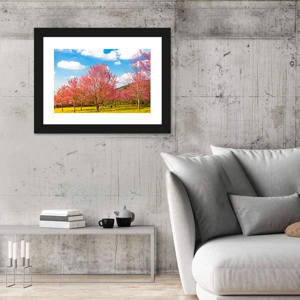 Pink Cherry Blossom Flower Canvas Wall Art-3 Horizontal-Gallery Wrap-25" x 16"-Tiaracle